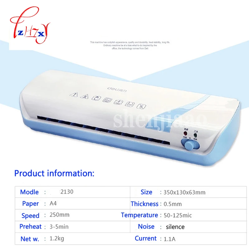 Hot and Cold Laminator Electric Laminating Machine Roll Photo A4 Smooth Non-Foaming for Office/Household 3-5 Min Quick Warm-up