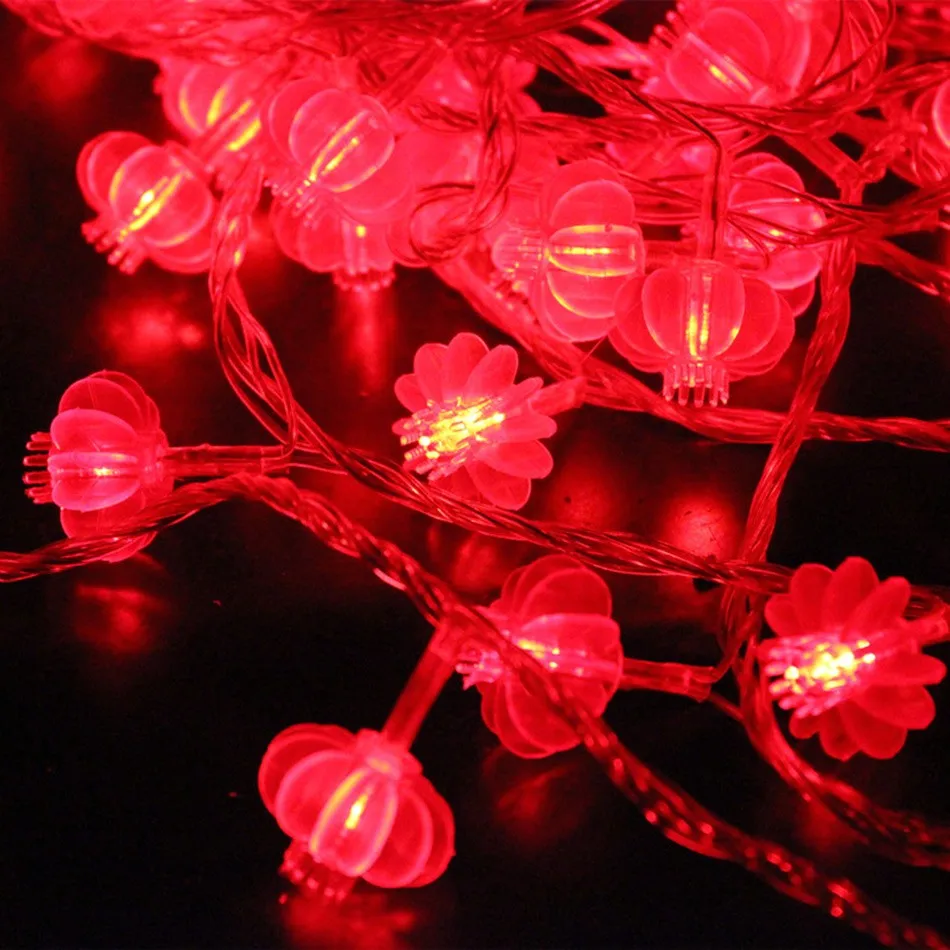 traditional red lantern led string light 8M with 50pcs leds battery operated for party supplies Chinese New Year Home decoration