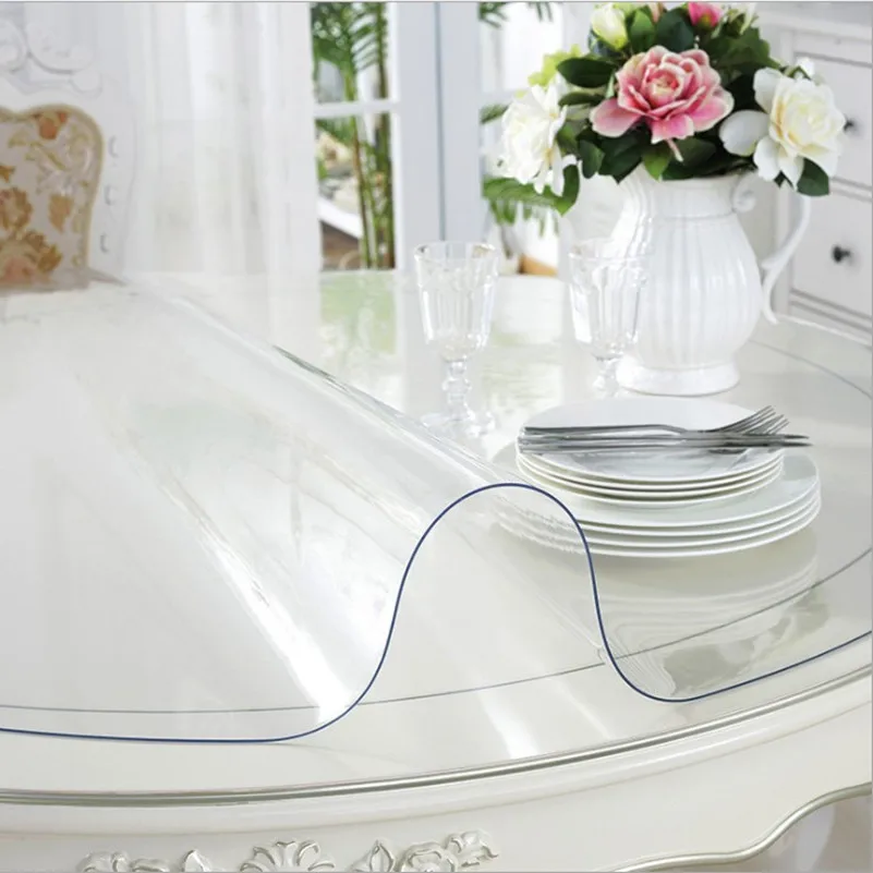 Pvc Waterproof Tablecloth Round tablecloth Table Cover Transparent kitchen pattern oil tablecloth glass soft cloth 1.0mm mat