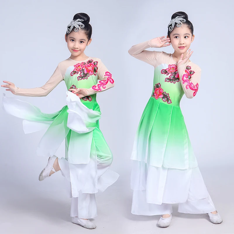 New style children classical Chinese style Hanfu dance costumes girls fan dance national Yangge costume performance clothing