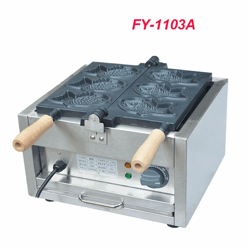 

1PC Electric A Plate 3 Fish Taiyaki Maker Machine Snapper Machine with Recipe Fish Waffle Baker FY-1103A 110V/220V