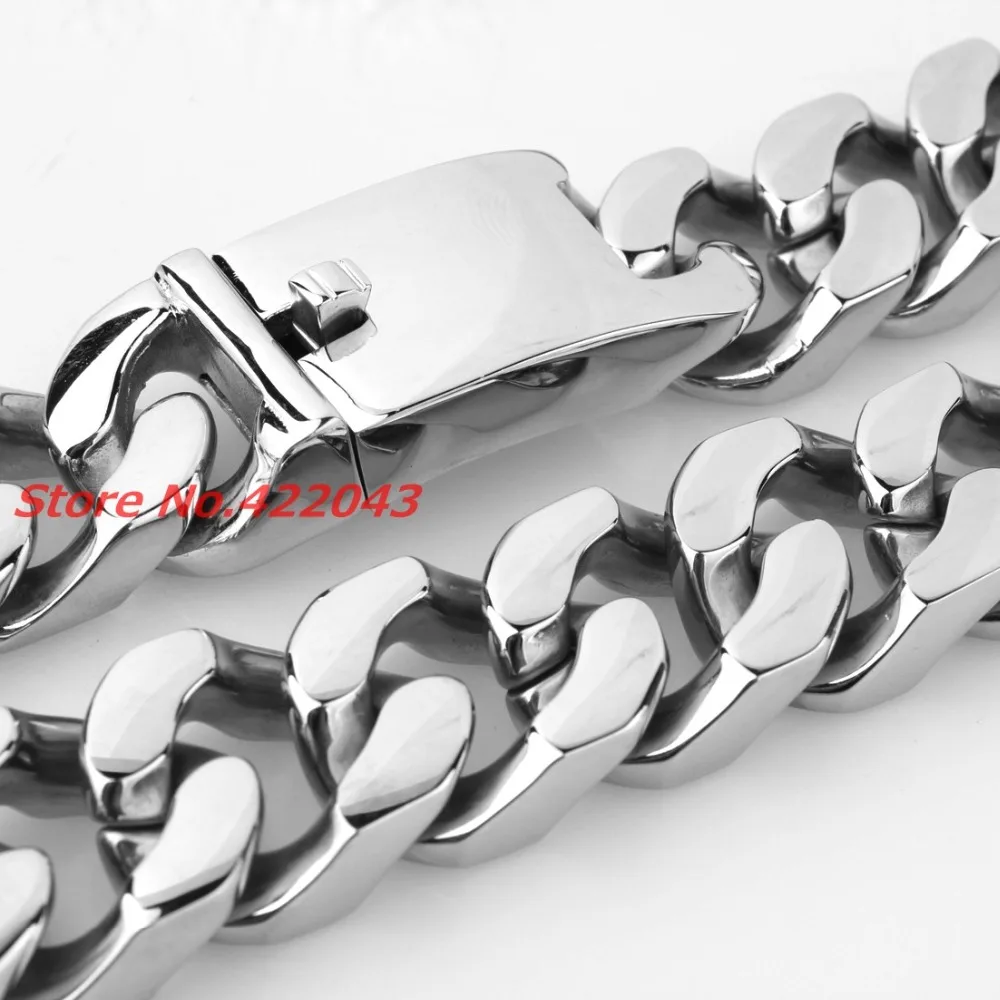 

8-40"length 21mm Huge Heavy 316L Stainless Steel Silver color Curb Cuban Chain Link Men's Necklace Not Fade Casting Jewelry Gift