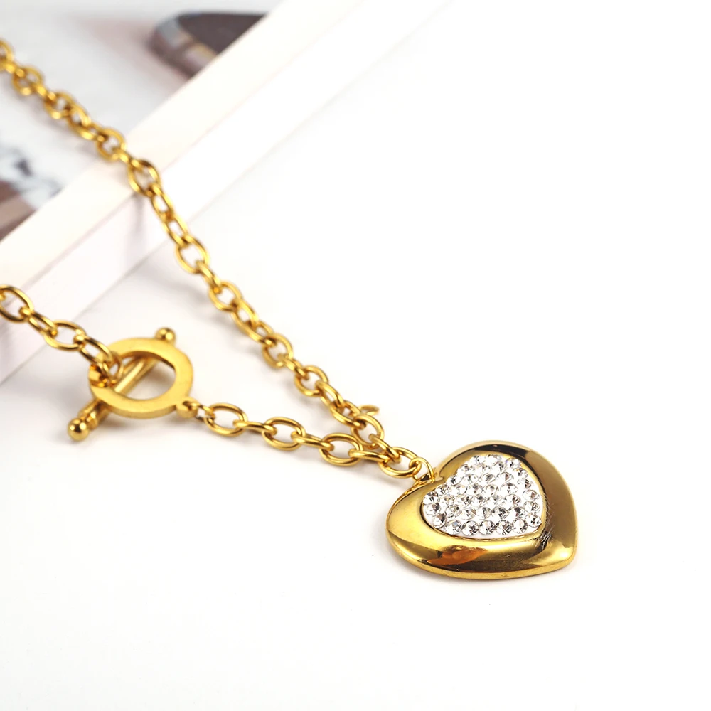 OUFEI Stainless Steel Jewelry Woman Sets Heart Necklace Earrings Bracelet Set Accessories Fashion Jewelry sets Gifts For Women