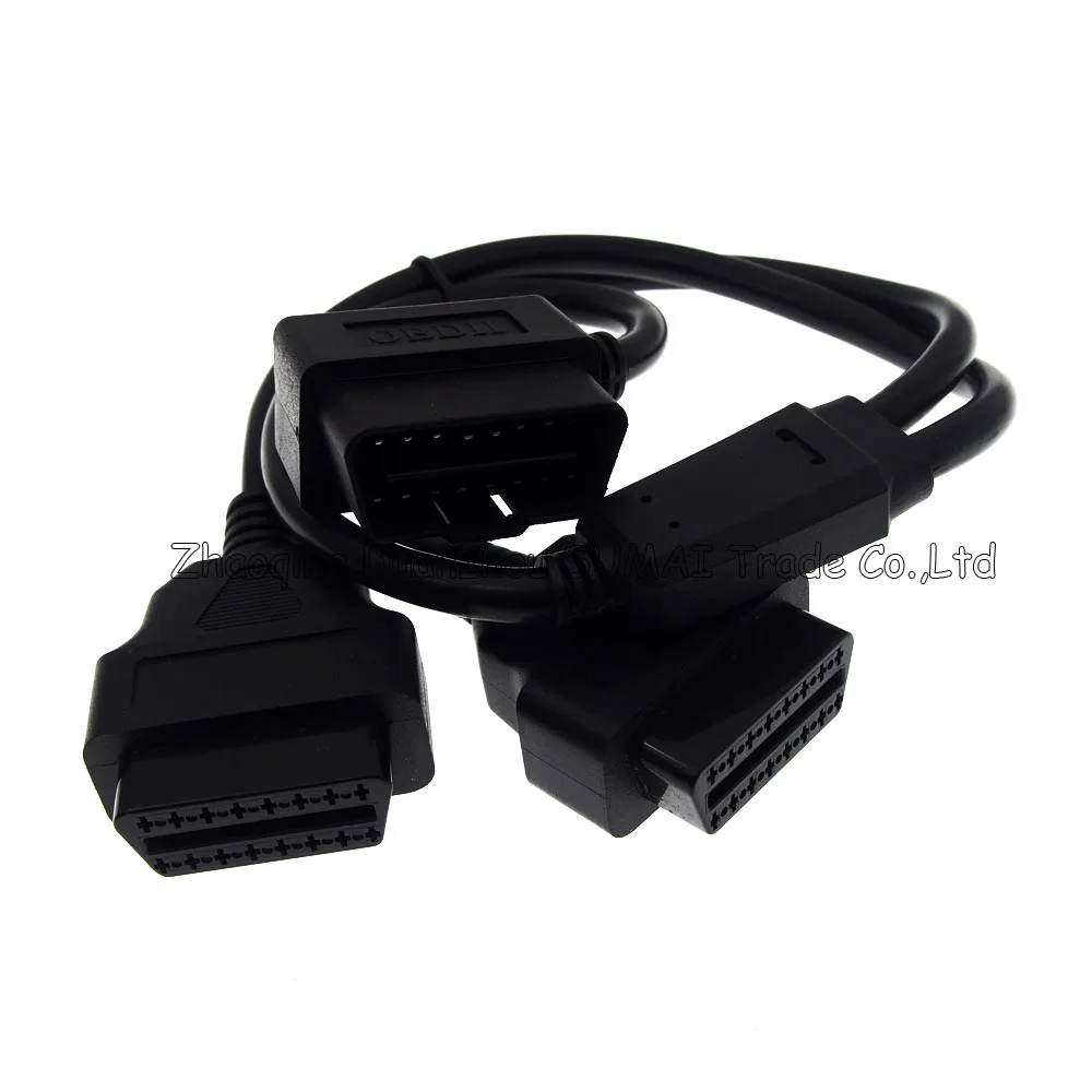 16 Pin OBD2 Male To 2 X Female Adapter/Extension Cord/Cable For Auto Double OBD2 Device ,2*50cm OBD Cables