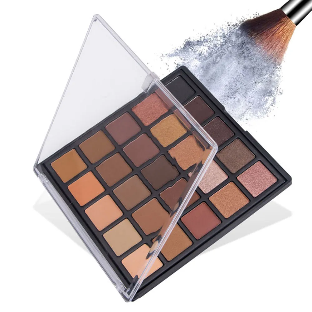 Sombra de ojos de 25 colores, paletas compactas de sombra de ojos desnuda, maquillaje metálico, brillo y materia, kit de sombra de ojos ahumada y cálida PE25