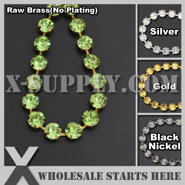 

SS47 Handmade Round Rhinestone Cup Chain for Jewelry,DIY,Peridot Rhinestones