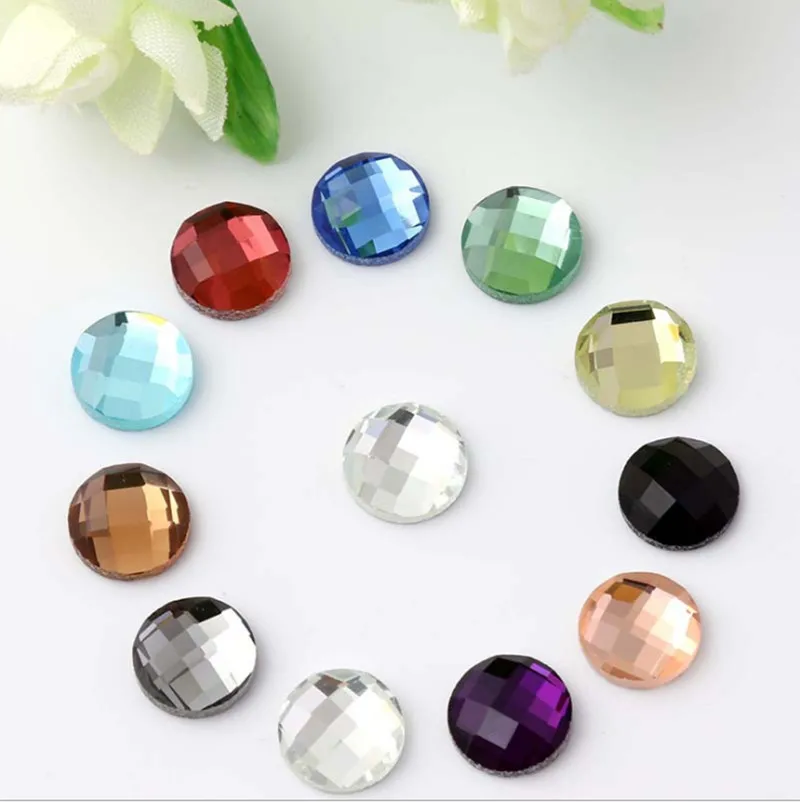 1pack Round Flat Back Glass Cabochon 6/8/10/12/14/16/18/20 mm Multicolor Crystal Cabochon Cameo For Diy Pendant Jewelry Making