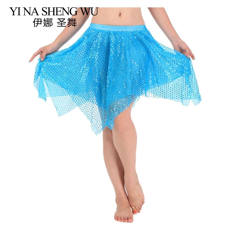 Falda de gasa para danza del vientre para mujer, Falda corta para práctica de danza del vientre, 9 colores