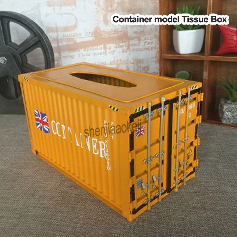 Container modeling tissue box Retro Creative Metal Napkin Case Houseware Necessity Utensil Craft Ornament Home Decor 1pc