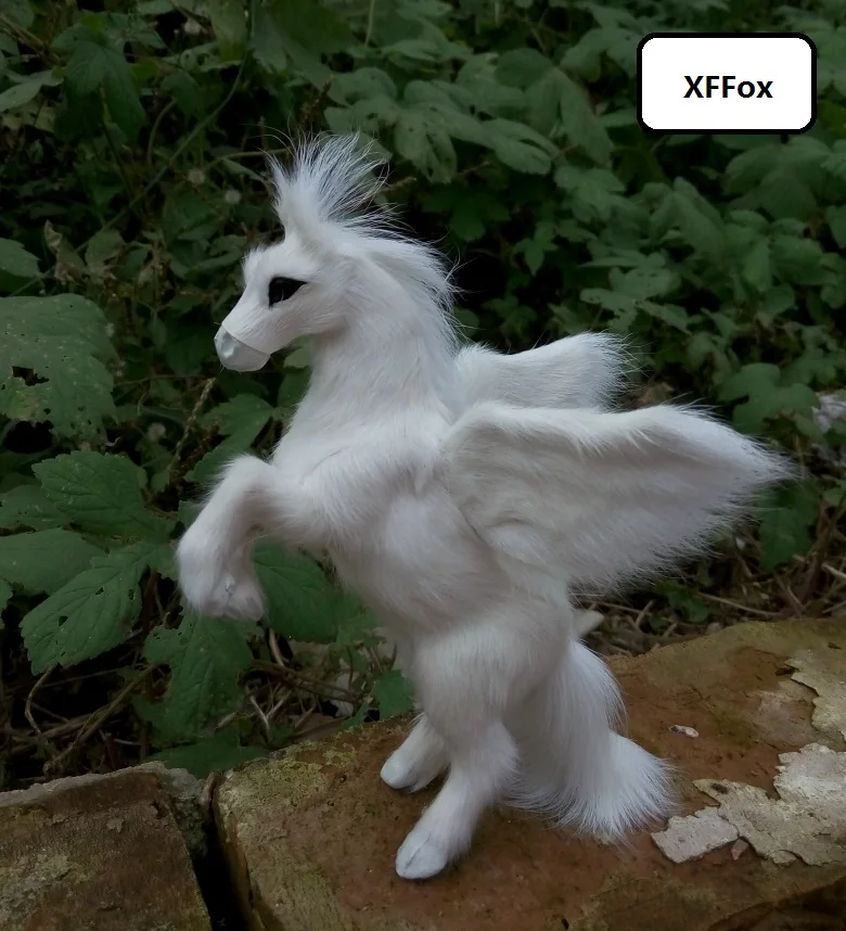 

new real life white horse model plastic&furs simulation wings horse gift about 17x12cm xf972