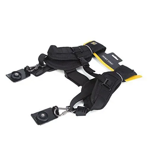 Correa de cinturón de hombro doble profesional para 2 cámaras SLR DSLR, trípode para cámara