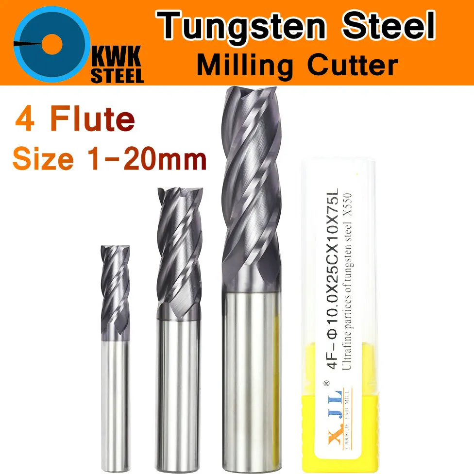 Tungsten Milling Cutter Carbide End Mill 4 Flute Ultrafine Partices of Tungsten Steel X550 AlTiSiN Coat NAKAWO Tools Router Bits