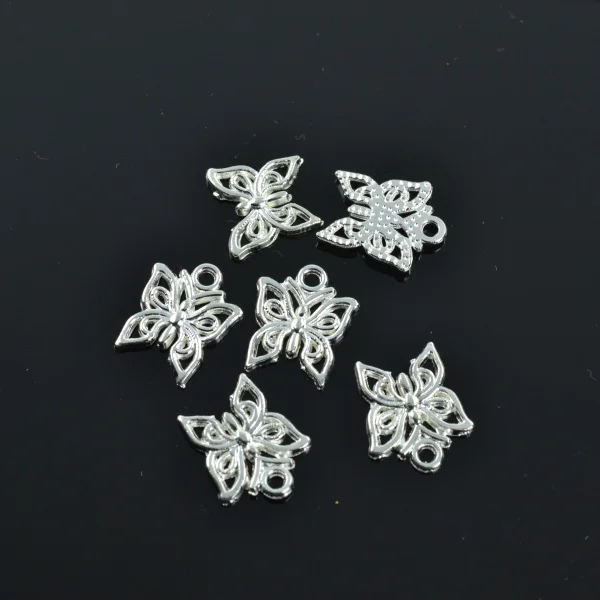 60pcs Silver Plated butterfly Charms alloy Pendants for Bracelet Necklace Jewelry Making Accessories DIY 12*12mm D211