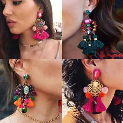 41 Styles Trendy Long Tassel Chain Drop Earrings Large Boho Crystal Earrings for Women Elegant Jewelry 2024 Trend New Wholesale