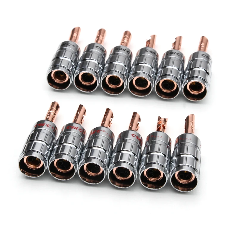 12PCS Gold Plated Copper Solid Banana Plug Set For Audio Speaker Amplifier Female Connectors Plug Cable Wire Adapters