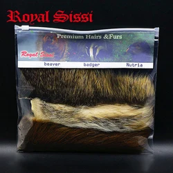 Prime long hairy skin furs combo fly tying hairs& furs Nutria &Beaver& badger body hair for streamer wings and saltwater pattern