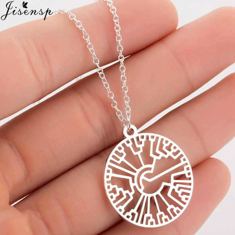 Jisensp Stainless Steel Phylogenetic Tree Necklace Women Tree of life Science Pendants Necklaces Creative Evolution Tree Jewelry