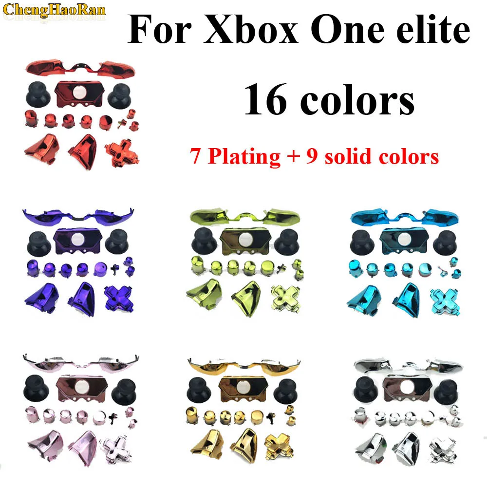 Solid Bumper Triggers Buttons Replacement Plastic & Chrome Full Set D-pad LB RB LT RT ABXY Button For Xbox One Elite Controller