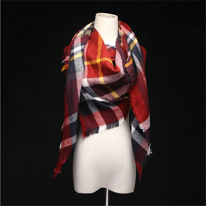 Bufanda triangular de Cachemira para mujer, chal de acrílico, manta a cuadros, Foulard de diseñador de moda de invierno, venta al por mayor, envío