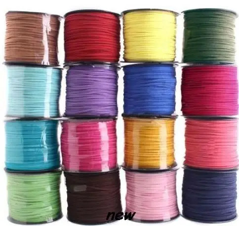 mixed color 100M 3mm x 1 5mm Flat Faux Suede Korean Velvet Leather Cord string Rope Thread Lace bracelet necklace Findings