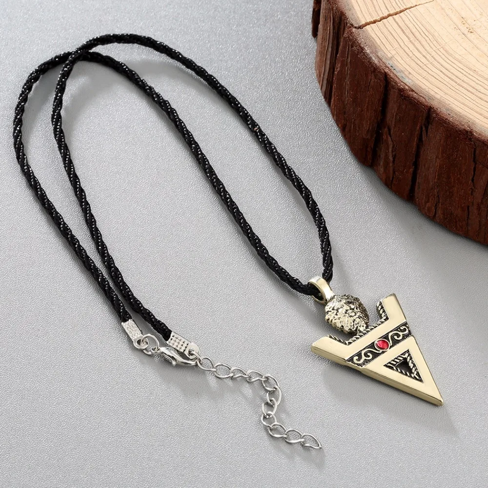 Cxwind Retro Veles Sign Necklace & Pendant Slavic Culture Pagan\'s Amulet Triangle Crystal Necklace Statement Jewelry Collier