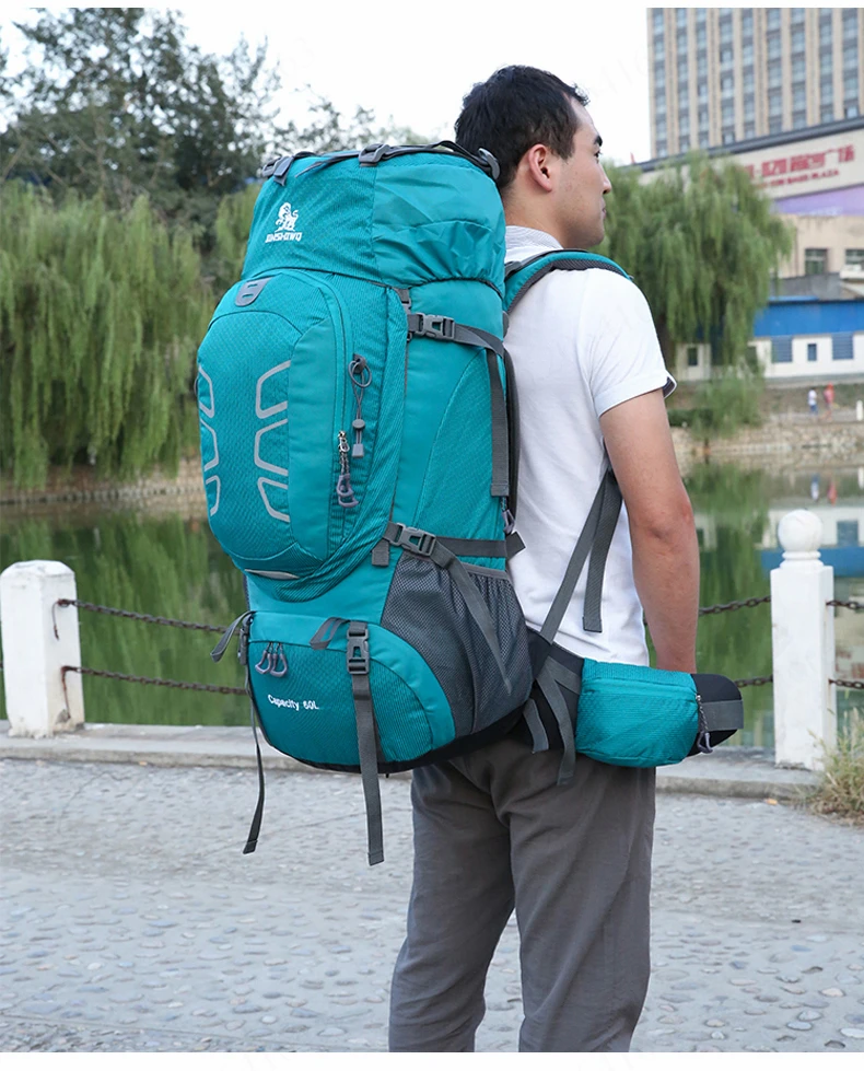 60L Wasserdicht Klettern Wandern Outdoor Rucksack Frauen & Männer Tasche Camping Bergsteigen Rucksack Sport Bike Reisetaschen – Detail 18