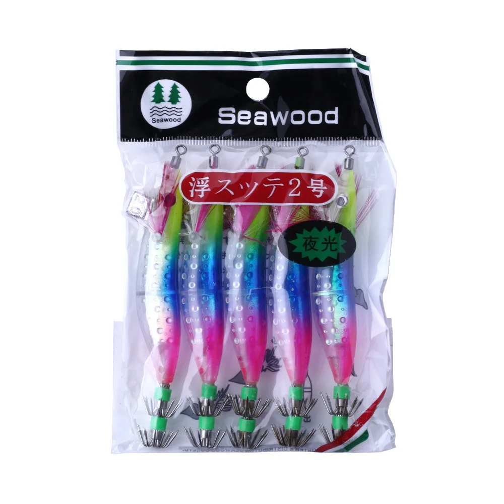 5PCS 10CM 9G Shrimp Fishing Lure Bait Luminous Squid Jigs with Hook Octopus Bait Pesca Fishing Tackles