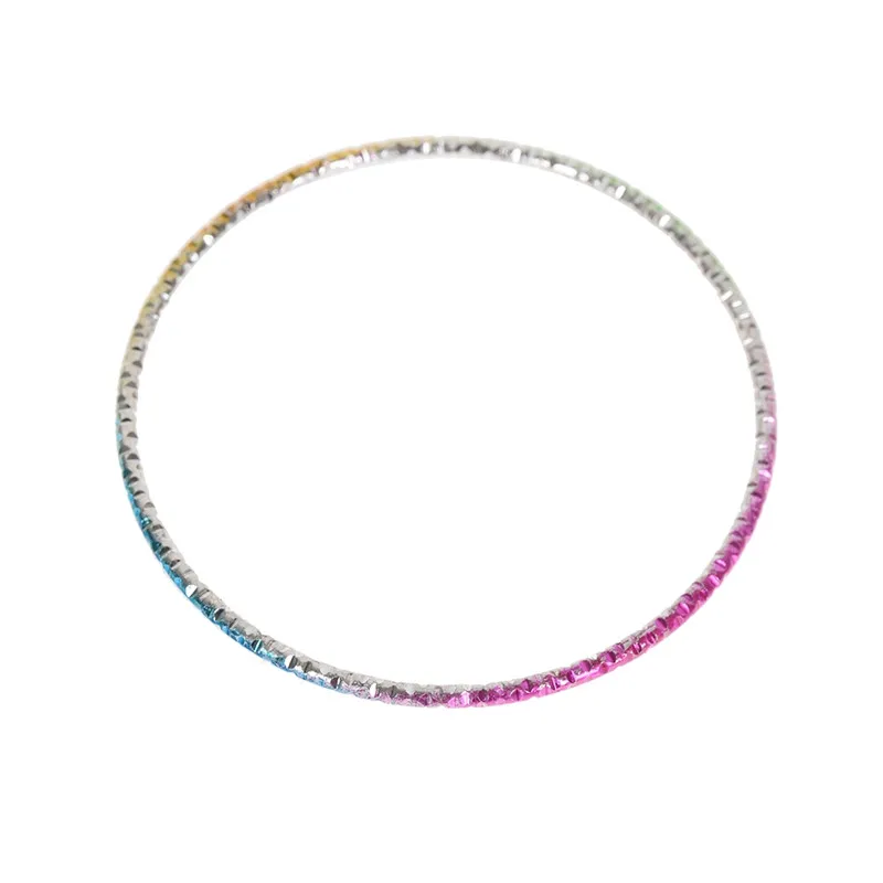 Wholesale 50pcs/Lot Colorful Loop Bracelet Alloy Thin Circle Bangle Chromatic Aluminum Charm Cuff Bracelet For Children 45mm