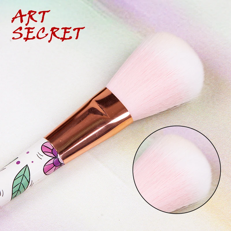 Artsecret 583402 Pro Blusher Cosmetische Tool Make-Up Borstel Zachte Synthetische Duo Fiber Rose Goud Ferrule Plastic Handvat Met Patroon