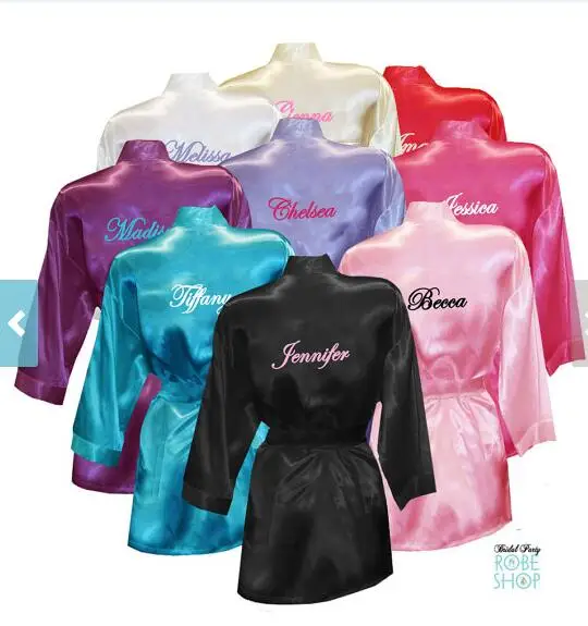 Personalized names Wedding silk satin Bridal Shower pajamas nightgown Robes Hens Night Bachelorette Party favors decorations