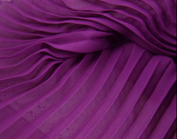 

2 meters 150cm 59" width purple crumple accordion pleated chiffon fabric wedding dress skirt clothes materials MM108