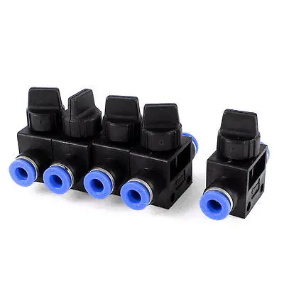 5 Pcs 6mm to 6mm One Touch Fitting Pneumatic Connector Hand Valve