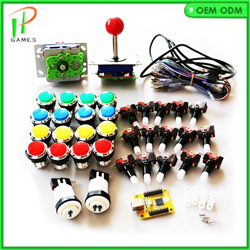 

Arcade DIY KIT FOR 2 players PC PS3 to joystck,LED Light Illuminated button interface USB 2 player Interface USB to Jamma