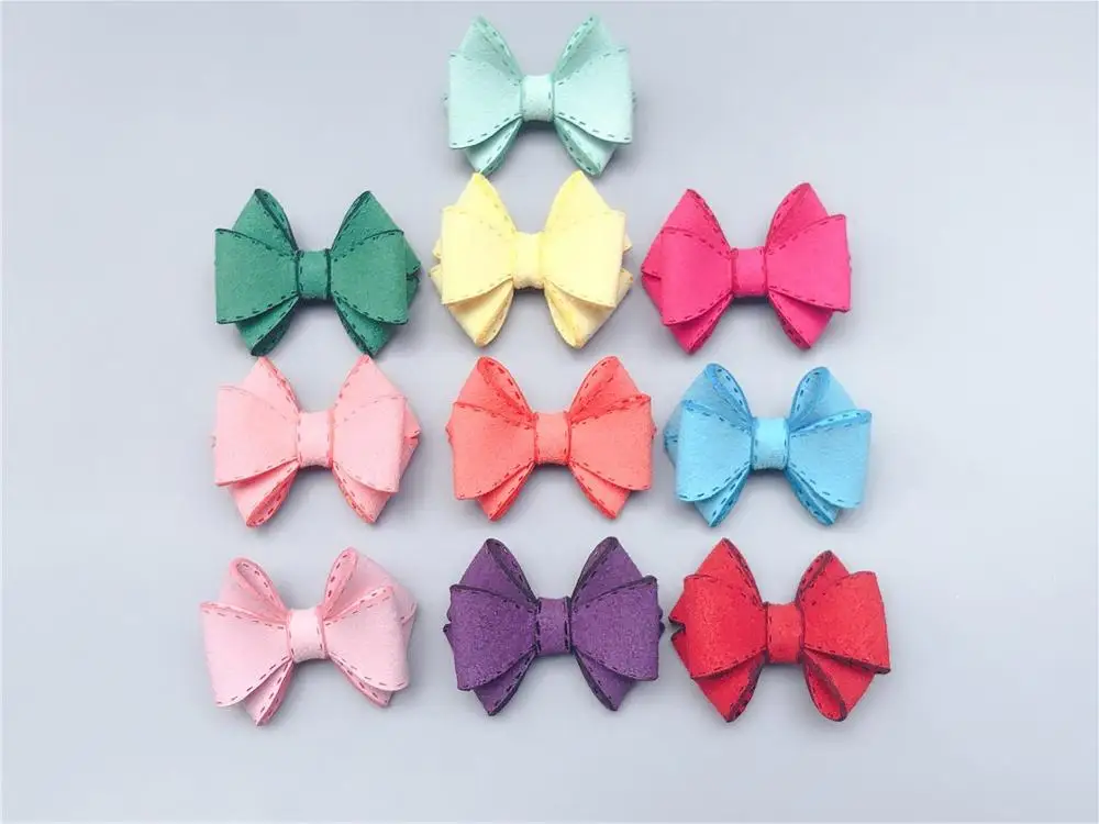 

Boutique 50pcs/10C Fashion Cute Leather Hair Bow Suede Bowknot DIY Parts for Hairpins Hair Clips Headwear DIY Accessories