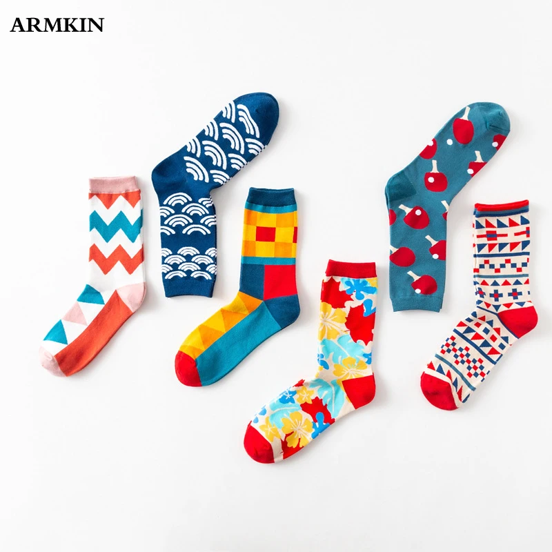 

ARMKIN harajuku Men Socks Flower table tennis bats Vintage cotton Women Socks Lovers Socks Happy Funny Socks For Christmas