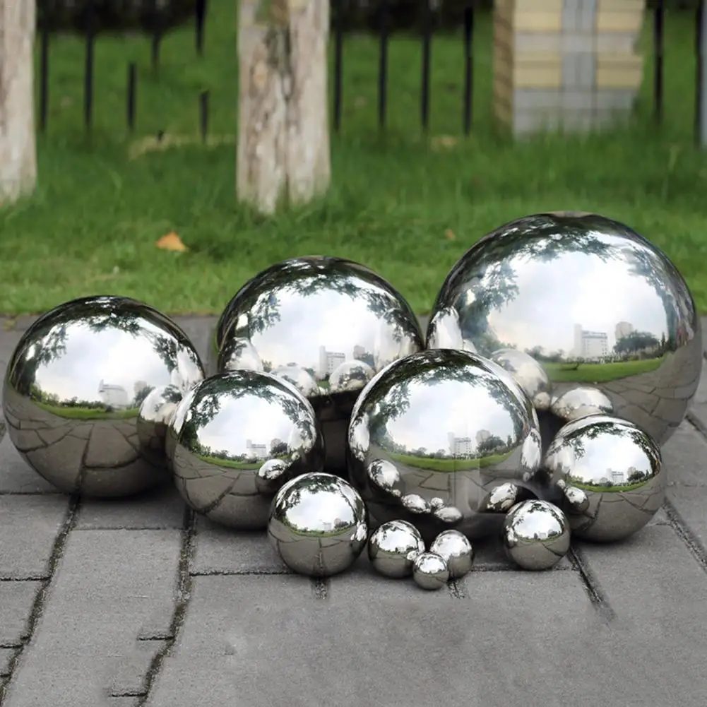 1pcs Seamless Hollow Ball 304 Stainless Steel Mirror Ball Sphere 19/38/51/80/100/120/150/200/300mm For Garden Decorations #4O