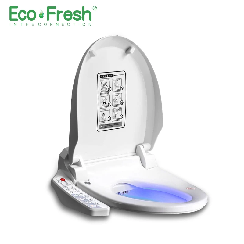 Ecofresh Smart toilet seat Elongate Electric Bidet cover heat led light wash dry massage man woman child oldman