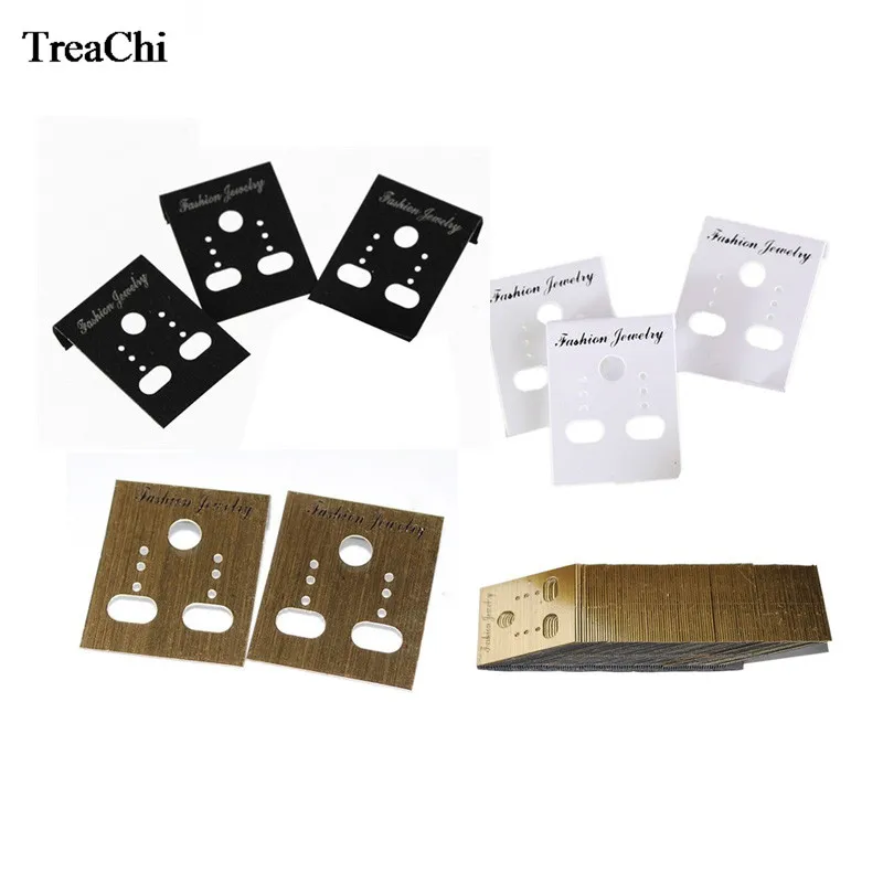 Wholesale 100 Pcs Plastic Earring Jewelry Display Card Gold White Black Mini Stud Organizer Storage Holder 4*3Cm