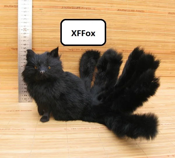 new real life black fox model plastic&furs simulation sitting nine-tails fox  gift about 30x16cm xf1815