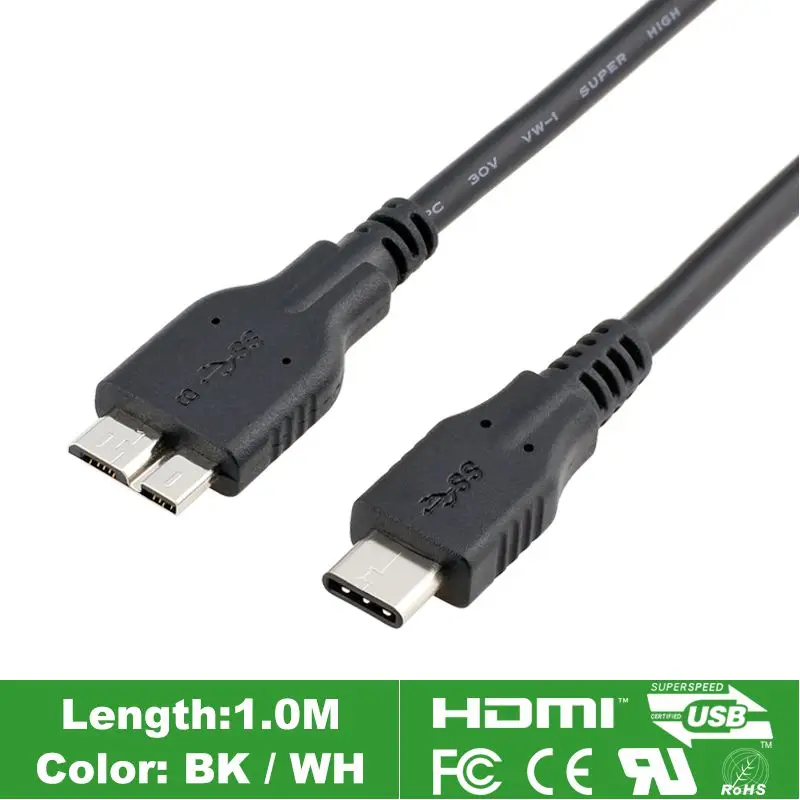 マイクロbのusb 3.0にusbタイプcケーブルタイプ-c ssdソリッドステートドライブケーブル携帯ハードドライブ用のmacbook proの13 "thinkpad x1タブレット