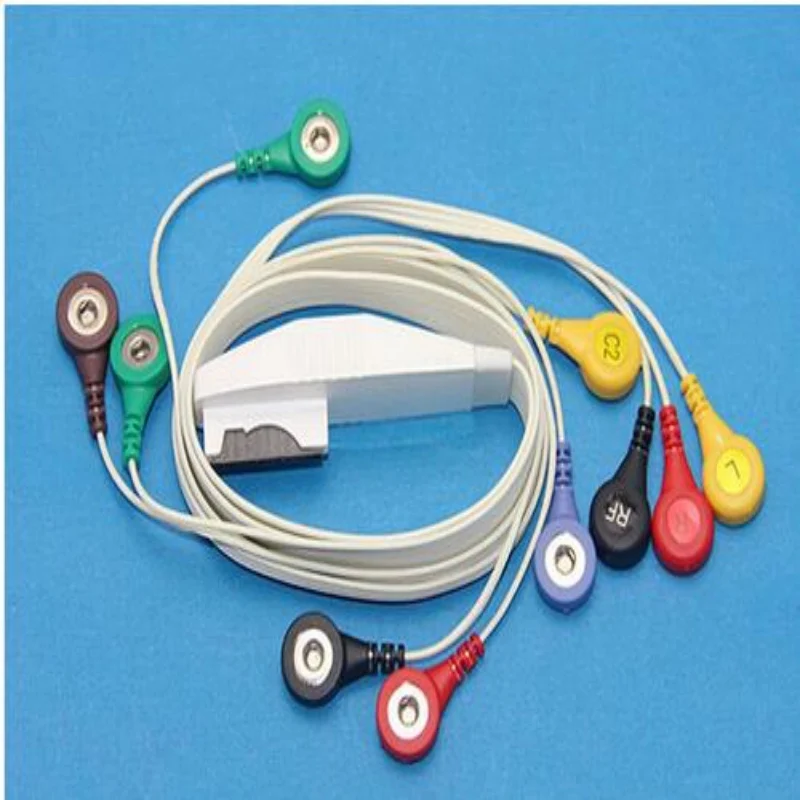 

Free Shipping Compatible for Mortara and Quinton H12 12 Channel Telemetry ECG Holter Cable with 10 Leadwires, Snaps End