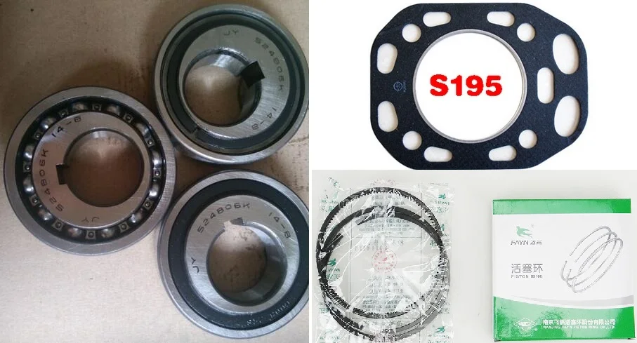 

Free Shipping Diesel Engine S195 Cylinder Liner 1PC Gasket AND 2PCS Bearing 524806K Bead Seal And 1 Set Piston Ring