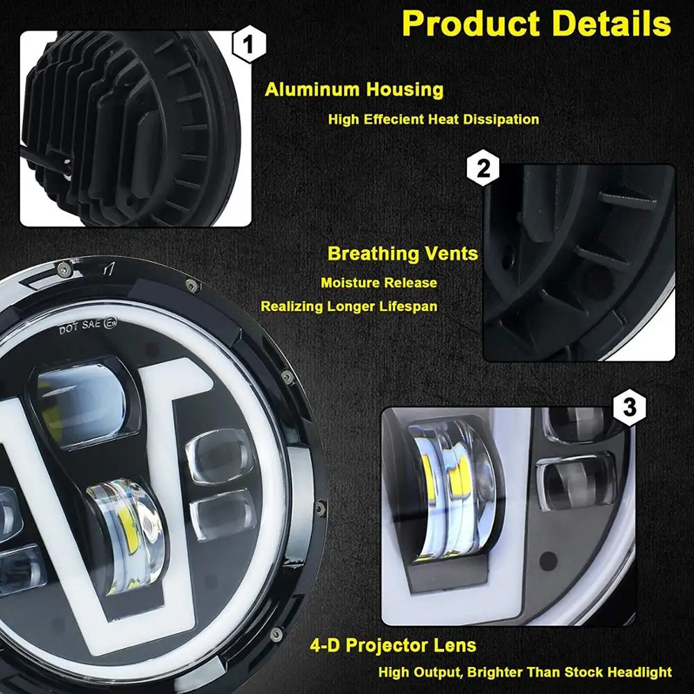 H4 Led Headlight High Low Beam White DRL For Lada niva Off Road 4x4 Motorcycle Honda-Harley