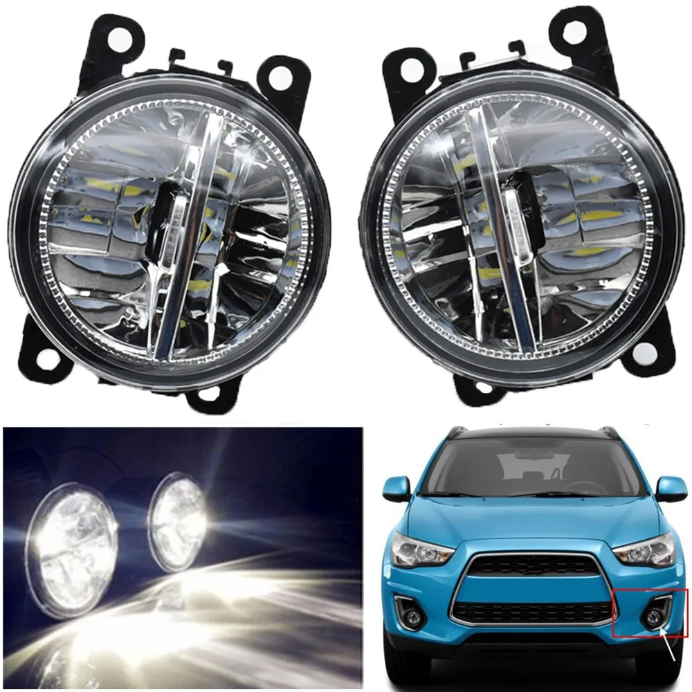 2PCS LED Front Fog Lights H11 Car Styling Round Bumper Halogen fog lamps 12V For Mitsubishi ASX 2013 2014 2017 2018