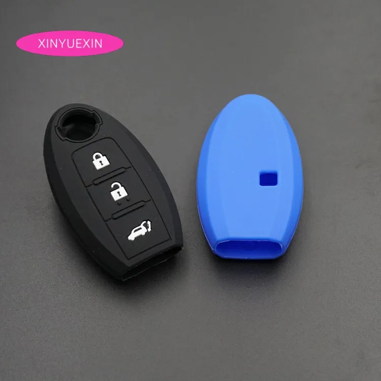 

Xinyuexin Silicone Rubber Car Key Cover FOB Case for Nissan Qashqai Skyline Juke Alissa X-trail Keyless Smart Key Car-styLing