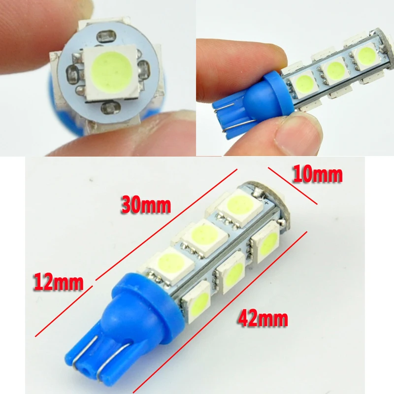 AutoEC 50 X T10 13 led smd 5050 158 168 194 w5w Auto Car LED Wdege Indication Lamp License plate Light 7 colors DC12V #LB94