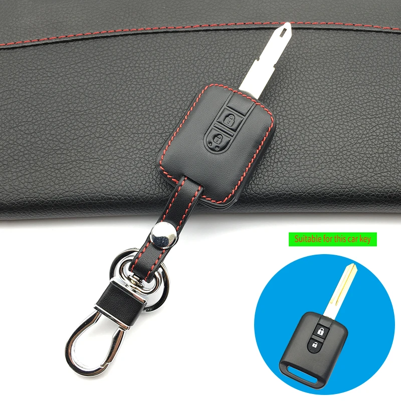 For Nissan Navara Qashqai Micra Almera 2 / 3 Buttons Genuine Leather Car Key Cover Case Fob Remote 2017 New Style Protect Shell