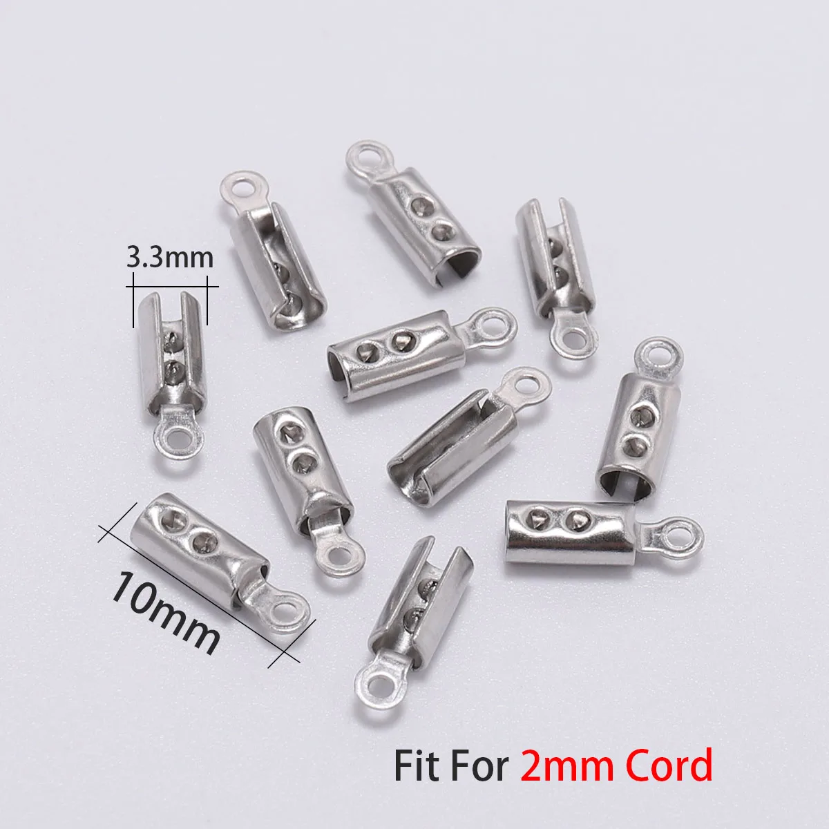 50 pcs Stainless Steel Leather Cord clasp End Clasps Crimp Bead Connectors For Jewelry Making Findings DIY Accessories Supplies