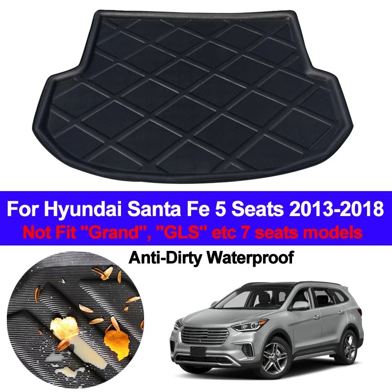 Rear Boot Cargo Liner Tray Trunk Luggage Floor Carpet Mats Carpets Pad For Hyundai Santa Fe 5 Seat 2013 2014 2015 2016 2017 2018 