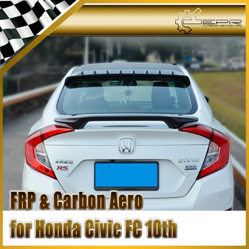 

Car-styling Carbon Fiber PH Style Rear Spoiler (Need drill hole) Fibre Trunk Wing Fit For Honda 10th Generation Civic FC